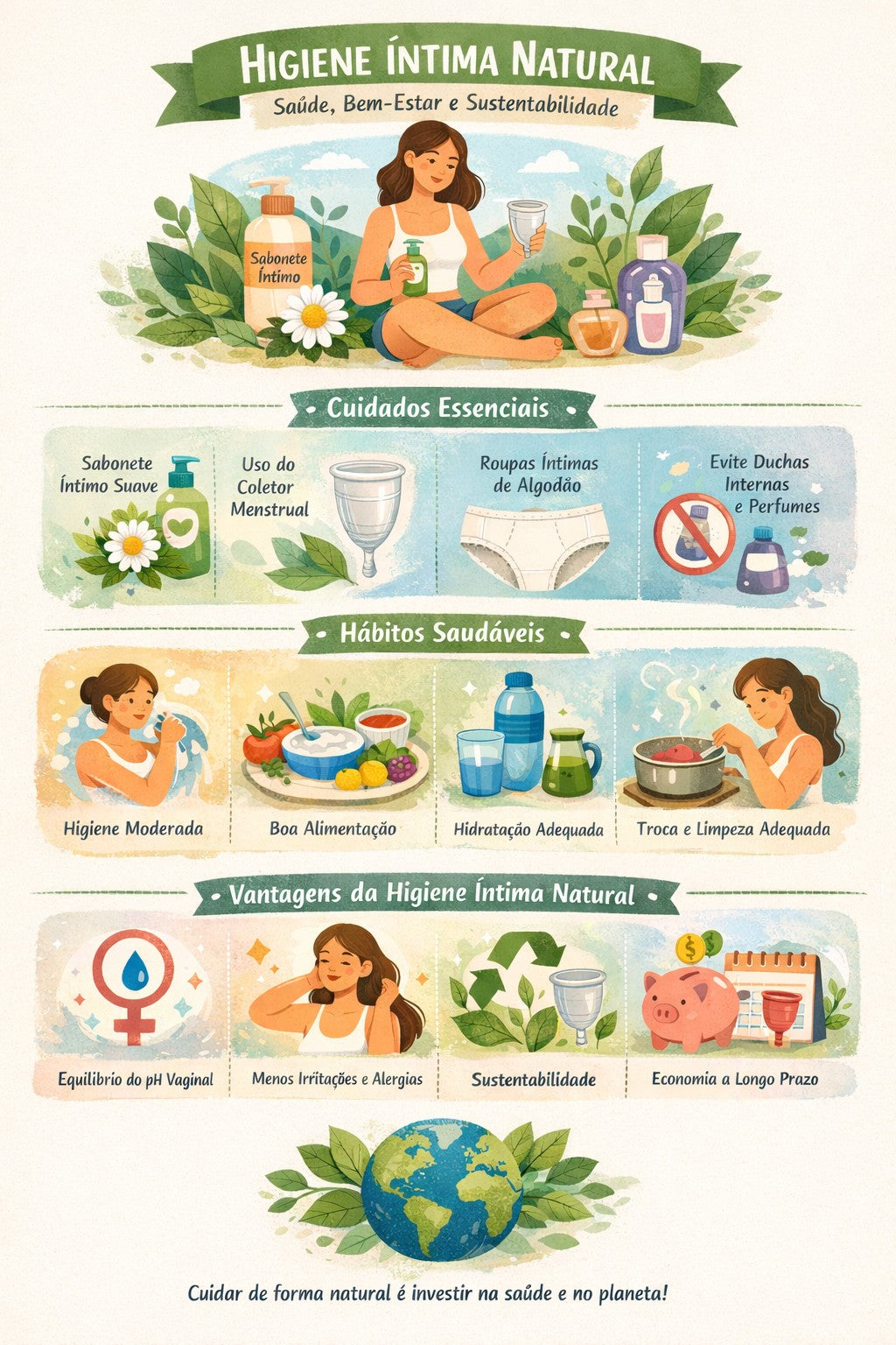 Como funciona a higiene íntima natural - Menstruação e coletores