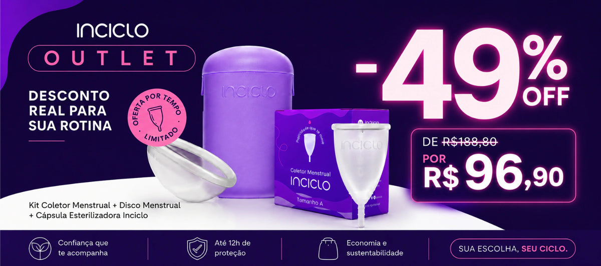 Outlet Inciclo: Kit Coletor Menstrual + Disco Menstrual + Cápsula Esterilizadora com 49% OFF